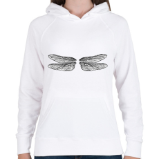 PRINTFASHION Szitakötőszárny (fekete-fehér) - Női kapucnis pulóver - Fehér