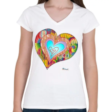 PRINTFASHION sziv2 - Női V-nyakú póló - Fehér