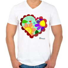 PRINTFASHION Sziv3 - Férfi V-nyakú póló - Fehér