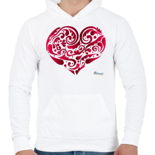 PRINTFASHION Szív - Férfi kapucnis pulóver - Fehér férfi pulóver, kardigán