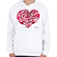 PRINTFASHION Szív - Gyerek kapucnis pulóver - Fehér