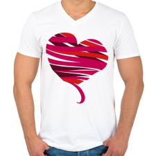 PRINTFASHION Szív szalag - Férfi V-nyakú póló - Fehér férfi póló