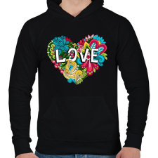 PRINTFASHION Szív virágokkal - Férfi kapucnis pulóver - Fekete női pulóver, kardigán