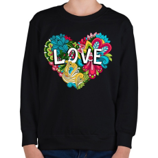 PRINTFASHION Szív virágokkal - Gyerek pulóver - Fekete