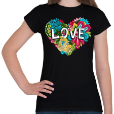 PRINTFASHION Szív virágokkal - Női póló - Fekete női póló