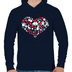 PRINTFASHION Szív Xmas - Férfi kapucnis pulóver - Sötétkék
