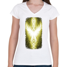 PRINTFASHION Szivárvány Híd - citrom - Női V-nyakú póló - Fehér