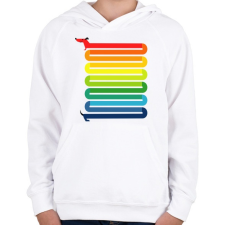 PRINTFASHION Szivárvány Kutya - Gyerek kapucnis pulóver - Fehér gyerek pulóver, kardigán