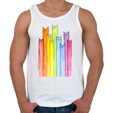 PRINTFASHION Szivárvány macskák - Férfi atléta - Fehér atléta, trikó