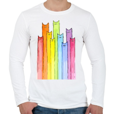 PRINTFASHION Szivárvány macskák - Férfi hosszú ujjú póló - Fehér férfi póló