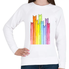 PRINTFASHION Szivárvány macskák - Női pulóver - Fehér női pulóver, kardigán