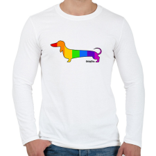 PRINTFASHION Szivárvány testű tacskó - Férfi hosszú ujjú póló - Fehér férfi póló