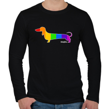 PRINTFASHION Szivárvány testű tacskó - Férfi hosszú ujjú póló - Fekete férfi póló
