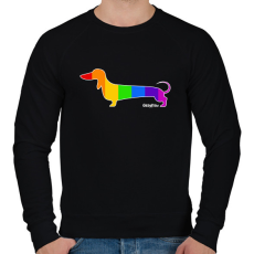 PRINTFASHION Szivárvány testű tacskó - Férfi pulóver - Fekete