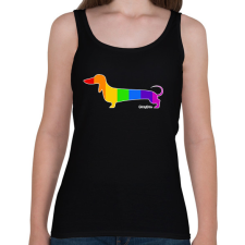 PRINTFASHION Szivárvány testű tacskó - Női atléta - Fekete női trikó