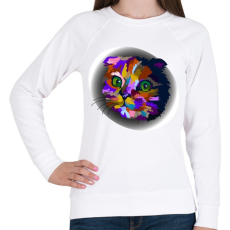 PRINTFASHION Szivárványcic - Női pulóver - Fehér