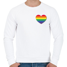 PRINTFASHION Szivárványos szív - Férfi pulóver - Fehér