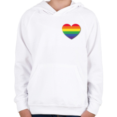 PRINTFASHION Szivárványos szív - Gyerek kapucnis pulóver - Fehér