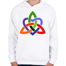 PRINTFASHION Szivárványos szívmandala - Gyerek kapucnis pulóver - Fehér