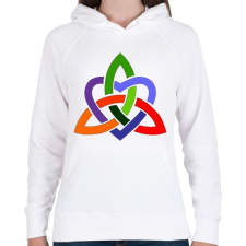 PRINTFASHION Szivárványos szívmandala - Női kapucnis pulóver - Fehér női pulóver, kardigán