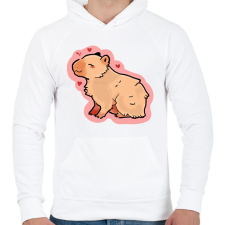 PRINTFASHION Szívecskés Capybara - Férfi kapucnis pulóver - Fehér férfi pulóver, kardigán
