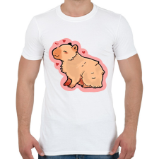 PRINTFASHION Szívecskés Capybara - Férfi póló - Fehér férfi póló