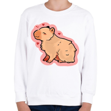 PRINTFASHION Szívecskés Capybara - Gyerek pulóver - Fehér