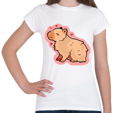 PRINTFASHION Szívecskés Capybara - Női póló - Fehér