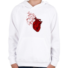 PRINTFASHION Szívek - Gyerek kapucnis pulóver - Fehér