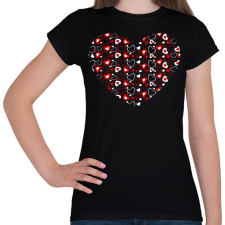 PRINTFASHION Szívek - Női póló - Fekete női póló