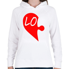 PRINTFASHION Szívem Love - Női kapucnis pulóver - Fehér női pulóver, kardigán