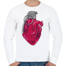 PRINTFASHION Szívgránát - Férfi pulóver - Fehér férfi pulóver, kardigán