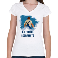 PRINTFASHION szobafestő - Női V-nyakú póló - Fehér női póló