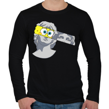 PRINTFASHION Szobor spongyabob - Férfi hosszú ujjú póló - Fekete férfi póló