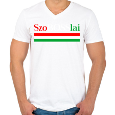 PRINTFASHION SzoBosslai - Férfi V-nyakú póló - Fehér férfi póló