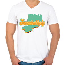 PRINTFASHION Szombathely - Férfi V-nyakú póló - Fehér