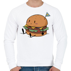 PRINTFASHION Szomorú hamburger - Férfi pulóver - Fehér