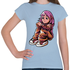 PRINTFASHION Szomorú lány - Női póló - Világoskék
