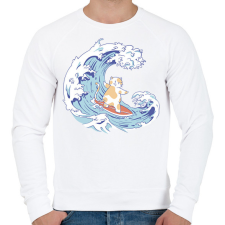 PRINTFASHION Szörfös cica - Férfi pulóver - Fehér férfi pulóver, kardigán