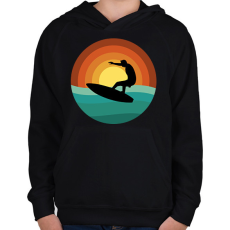 PRINTFASHION Szörfös - Gyerek kapucnis pulóver - Fekete