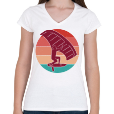 PRINTFASHION Szörfös - Női V-nyakú póló - Fehér