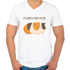 PRINTFASHION Szőrös krumpli - Férfi V-nyakú póló - Fehér