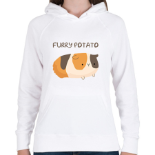 PRINTFASHION Szőrös krumpli - Női kapucnis pulóver - Fehér női pulóver, kardigán