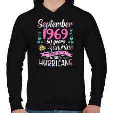 PRINTFASHION Születésnap 1969 Szeptember - Napfény egy kis hurrikánnal! - Férfi kapucnis pulóver - Fekete férfi pulóver, kardigán