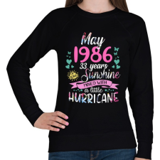 PRINTFASHION Születésnap 1986 Május - Napfény egy kis hurrikánnal! - Női pulóver - Fekete női pulóver, kardigán