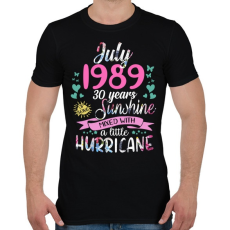 PRINTFASHION Születésnap 1989 Július - Napfény egy kis hurrikánnal! - Férfi póló - Fekete