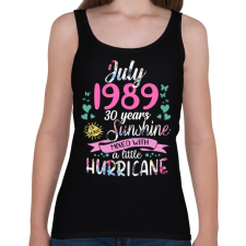 PRINTFASHION Születésnap 1989 Július - Napfény egy kis hurrikánnal! - Női atléta - Fekete női trikó