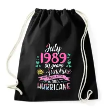 PRINTFASHION Születésnap 1989 Július - Napfény egy kis hurrikánnal! - Sportzsák, Tornazsák - Fekete tornazsák