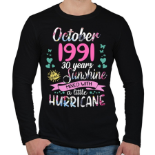 PRINTFASHION Születésnap 1991 Október - Napfény egy kis hurrikánnal! - Férfi hosszú ujjú póló - Fekete férfi póló