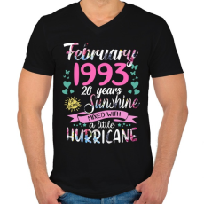PRINTFASHION Születésnap 1993 Február - Napfény egy kis hurrikánnal! - Férfi V-nyakú póló - Fekete